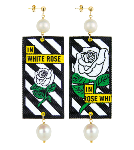 Earrings White Rose Pearl Classic - Lebole Maison