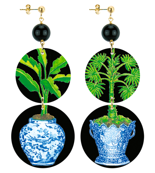 Orecchini Vasi Palme Nero - Lebole Maison