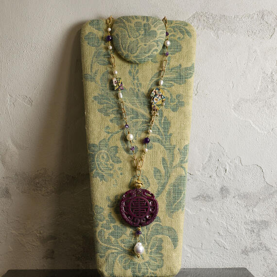 Solo Io Purple Kimono Necklace - Lebole Maison