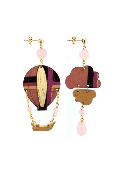 Small Pink Silk Hot Air Balloon Earrings - Lebole Maison