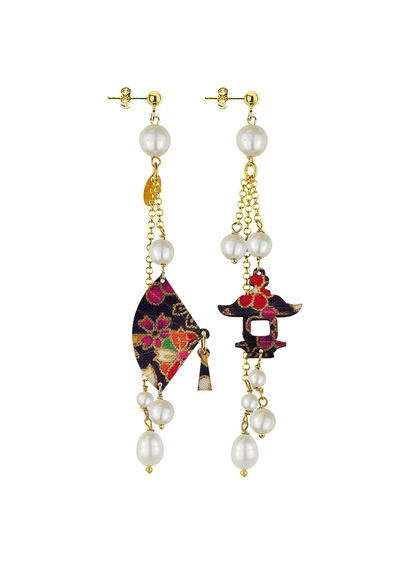 Short Pearl Tuft Fan Earrings - Lebole Maison